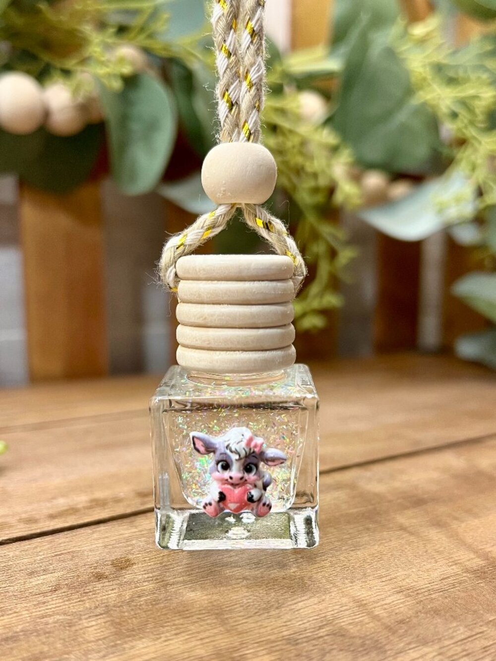 Pink Cow Car Oil Diffuser, Cow Car Air Freshener, Car Fragrance Oil, Cow Gift